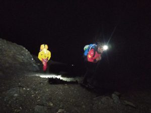 Soccorso alpino in azione di notte