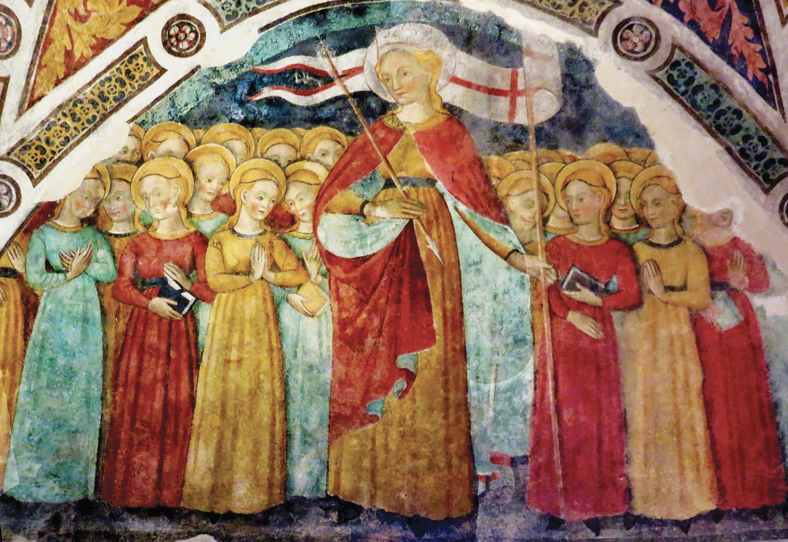 Sant’Orsola; Affresco; Seconda metà del XV secolo; Tommaso Biazaci; Chiesa di San Giovanni Battista; Caraglio.