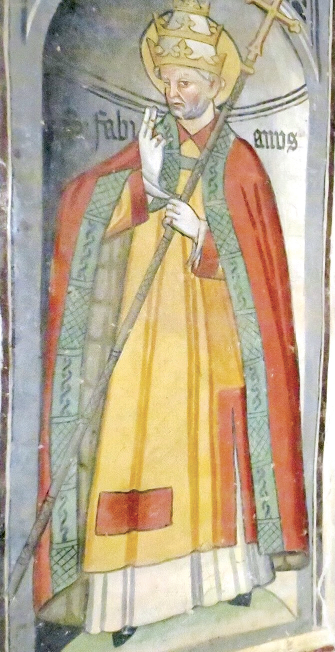 3 - San Fabiano; Affresco; Giovanni Baleison; Seconda metà del XV secolo; Cappella di San Sebastiano; Celle Macra.